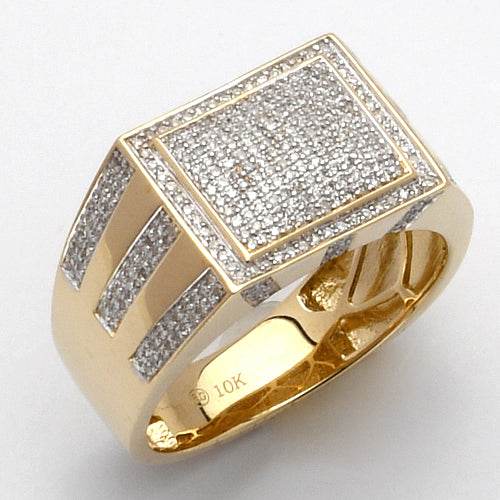 10KY 0.55CTW MICROPAVE DIAMOND MENS RECTANGLE FACE - Norma's Jewelry