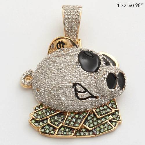 10KY 1.35CTW GREEN AND WHITE DIAOMND PIGGY BANK - Norma's Jewelry