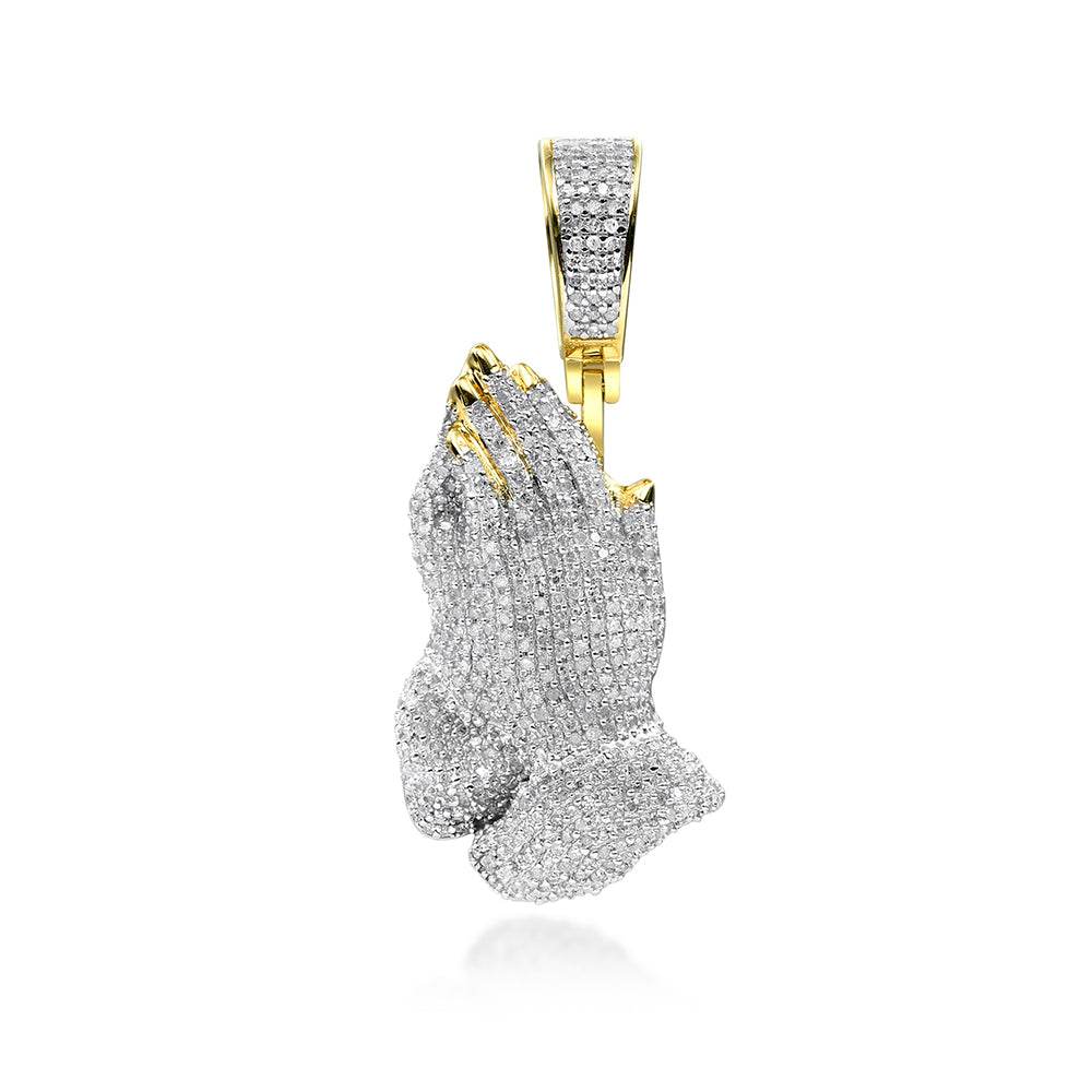 10KY+W 1.15CTW DIAMOND PRAYING HANDS PENDANT - Norma's Jewelry