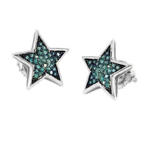10KW 0.15CTW BLUE DIAMOND STAR EARRING - Norma's Jewelry
