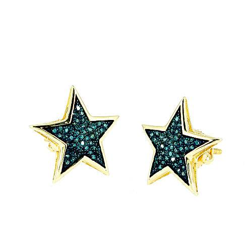 10KY 0.25CTW BLUE DIAMOND STAR EARRING - Norma's Jewelry