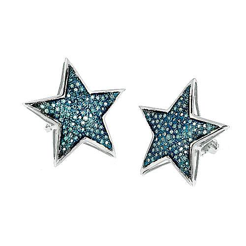 10KW 0.50CTW BLUE DIAMOND STAR EARRING - Norma's Jewelry
