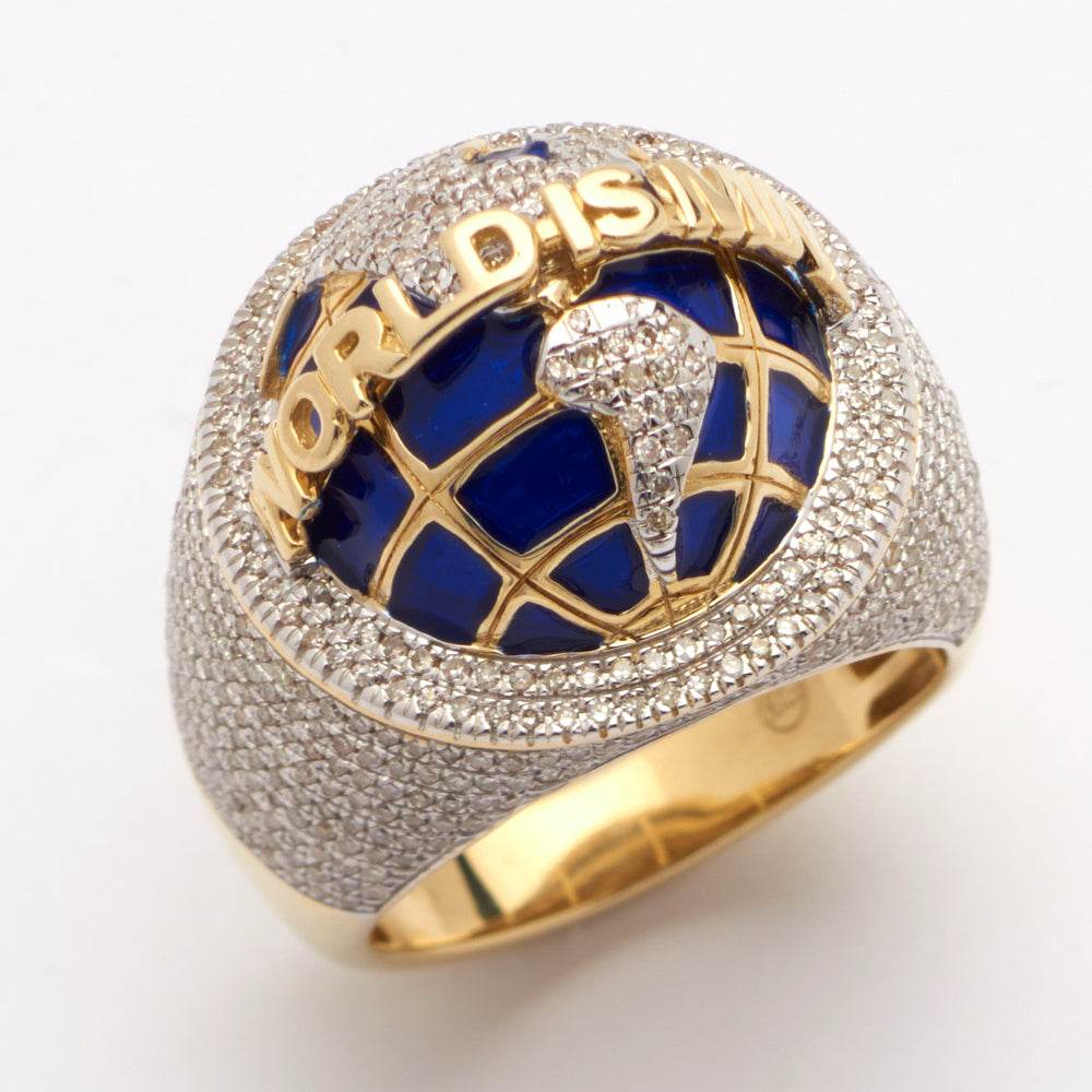 10KY 1.75CTW DIAMONDS MENS GLOBE RING - Norma's Jewelry