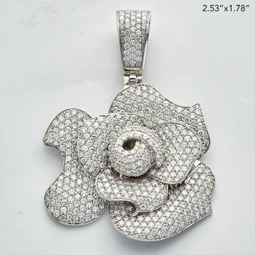 10KW 11.93CTW DIAMOND CUSTOM DESIGN FLOWER PENDANT - Norma's Jewelry