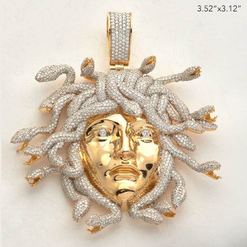 14KY 16.95CTW DIAMOND MEDUSA HEAD PENDANT - Norma's Jewelry