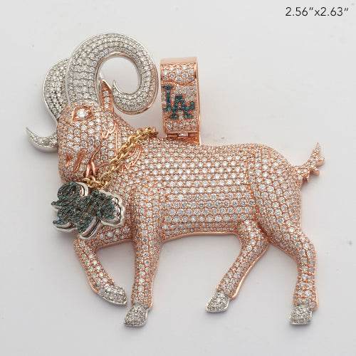 10KW+R 13.98CTW BLUE AND WHITE DIAMOND CUSTOM GOAT - Norma's Jewelry