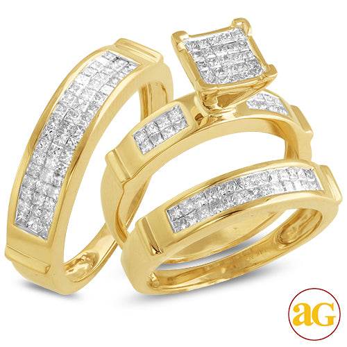 14KY 1.50CTW INVISIBLE DIAMOND TRIO SET - Norma's Jewelry