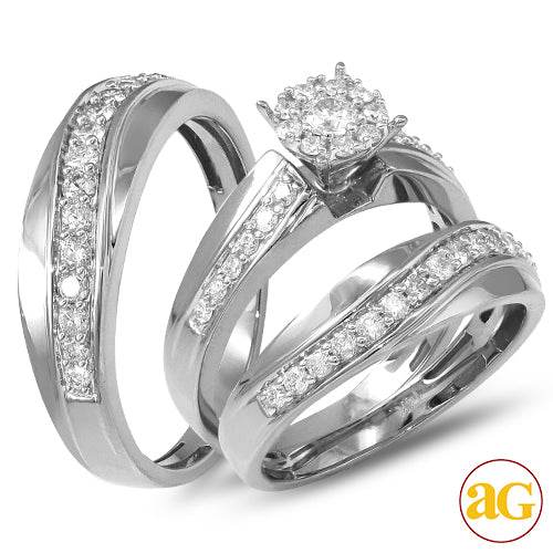 14KW 1.00CTW FLUER DIAMOND HEAD TRIO SET - Norma's Jewelry