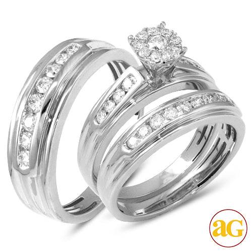 14KW 1.00CTW DIAMOND FLUER HEAD TRIO SET - Norma's Jewelry