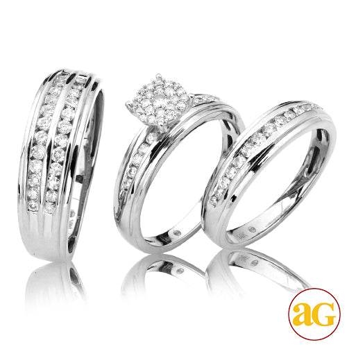 14KW 1.05CTW DIAMOND LUNA CLUSTER HEAD TRIO SET - Norma's Jewelry
