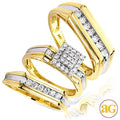 14KY 0.75CTW DIAMOND SQUARE CLUSTER HEAD TRIO SET - Norma's Jewelry