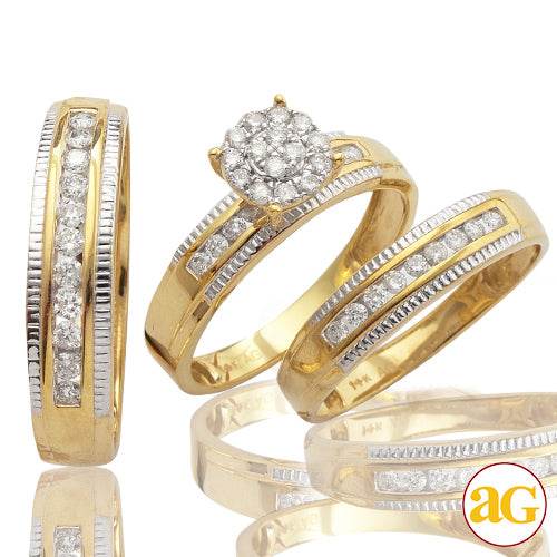 14KY 0.75CTW DIAMOND FLEUR HEAD TRIO SET - Norma's Jewelry