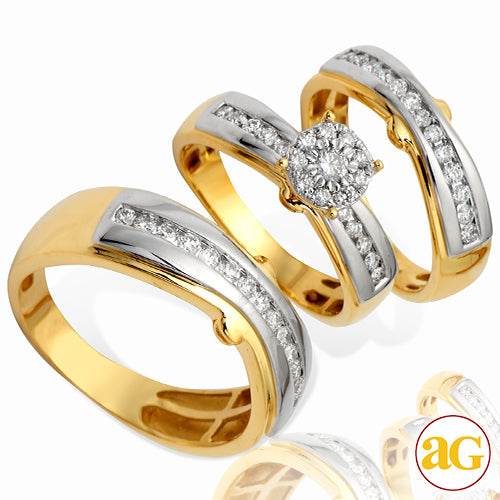 14KY 1.00CTW DIAMOND TRIO SET - FLEUR HEAD - SINGL - Norma's Jewelry