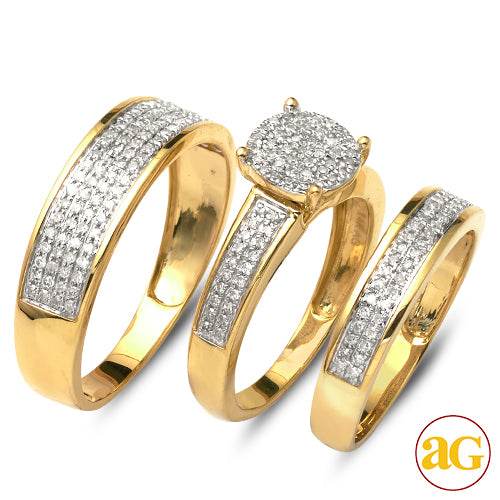 14KY 0.75CTW MICROPAVE DIAMOND TRIO SET - FLAT DIS - Norma's Jewelry