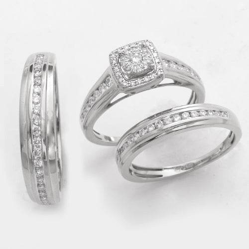 14KW 1.00CTW DIAMOND TRIO SET - ROUND FLEUR HEAD - Norma's Jewelry