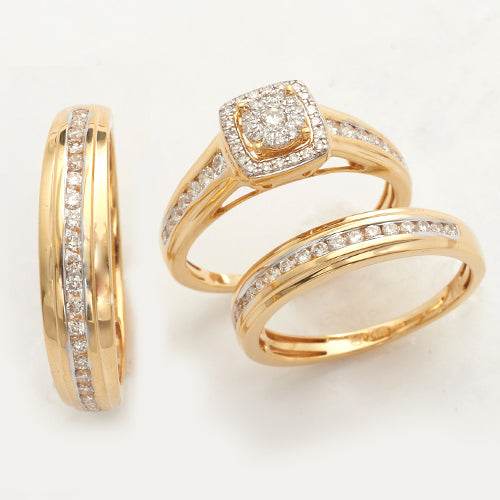 14KY 1.00CTW DIAMOND TRIO SET - ROUND FLEUR HEAD - Norma's Jewelry