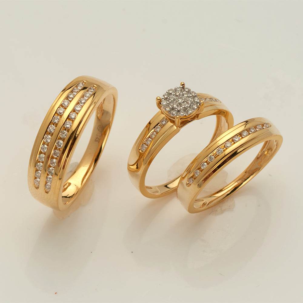 14KY 0.50CTW DIAMOND ROUND CLUSTER TRIO SET - MENS - Norma's Jewelry