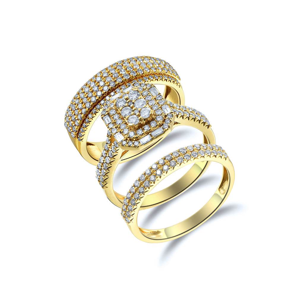 14KY 2.00CTW DIAMOND RECTANGLE CLUSTER TRIO SET - - Norma's Jewelry