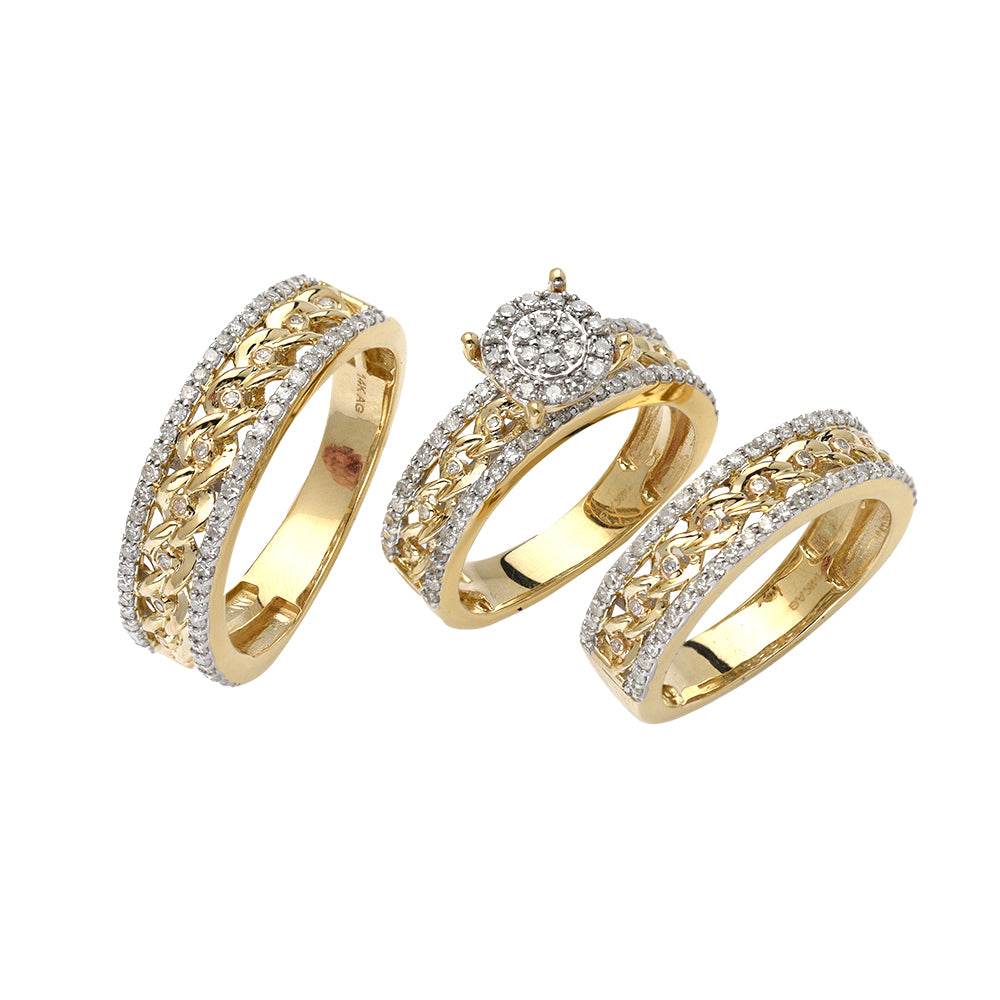 14KY 1.25CTW DIAMOND TRIO SET - ROUND CLUSTER - - Norma's Jewelry