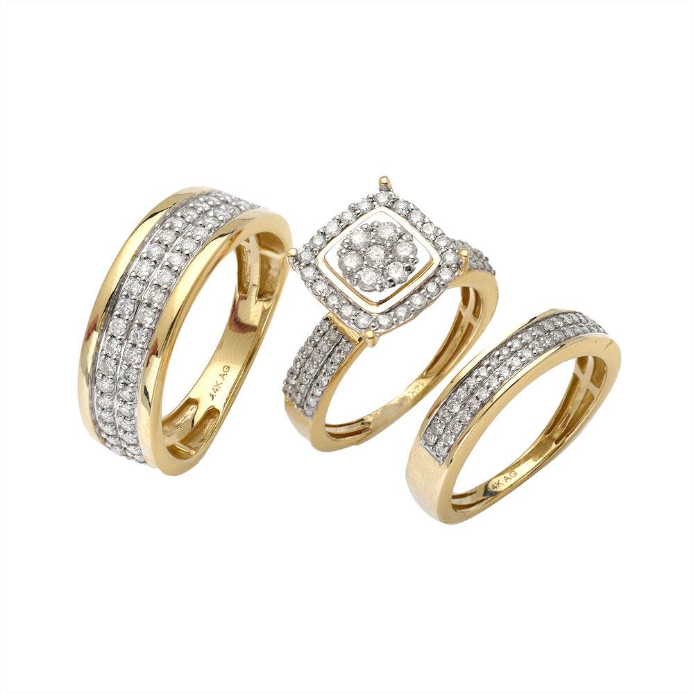 14KY 1.60CTW DIAMOND TRIO SET - ROUND CLUSTER W/ - - Norma's Jewelry