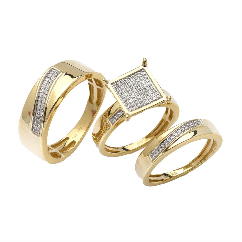 14KY 0.35CTW DIAMOND TRIO SET - SQUARE HEAD - - Norma's Jewelry