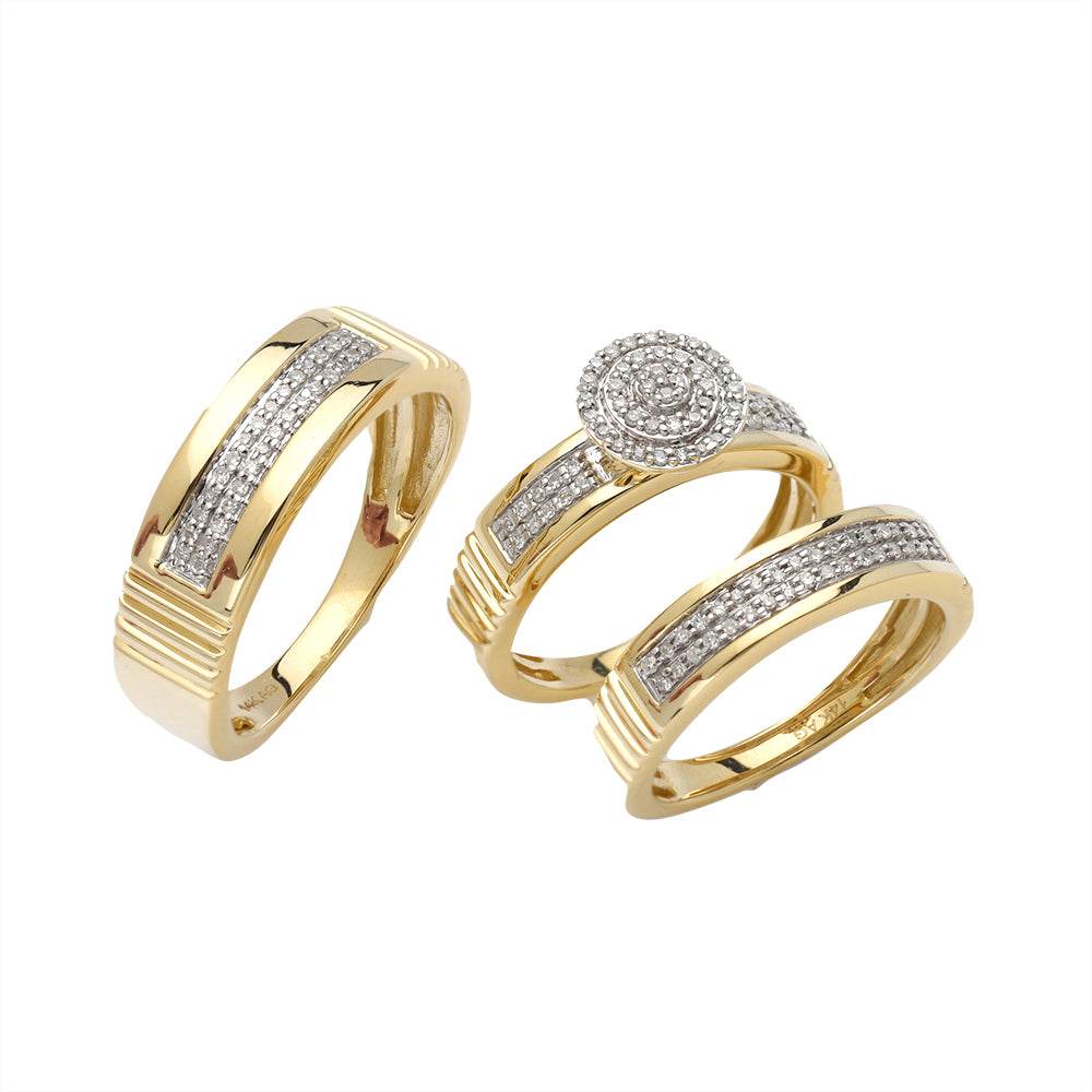 14KY 0.35CTW DIAMOND TRIO SET - ROUND CLUSTER W/ - - Norma's Jewelry