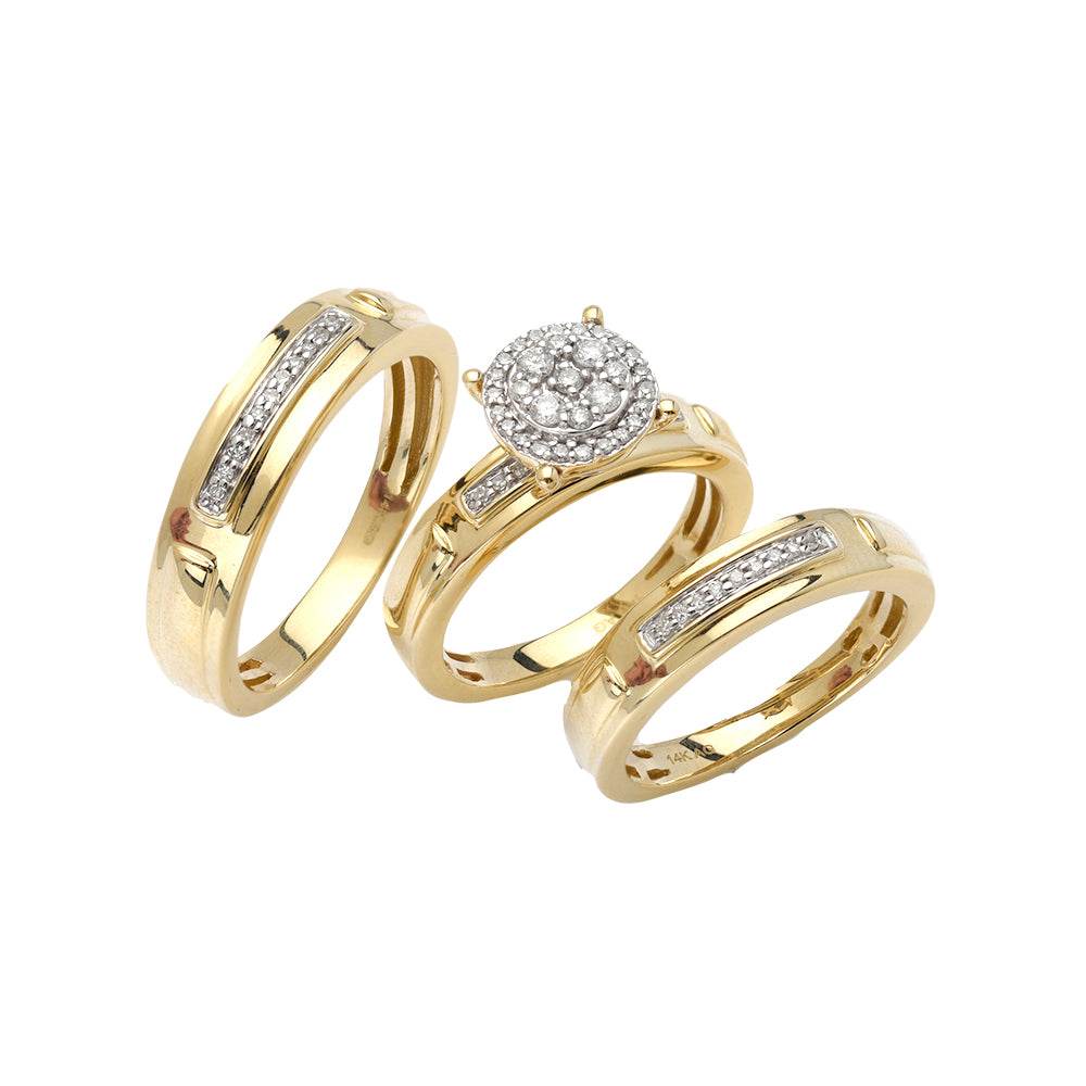 14KY 0.40CTW DIAMOND TRIO SET - ROUND CLUSTER W/ - - Norma's Jewelry