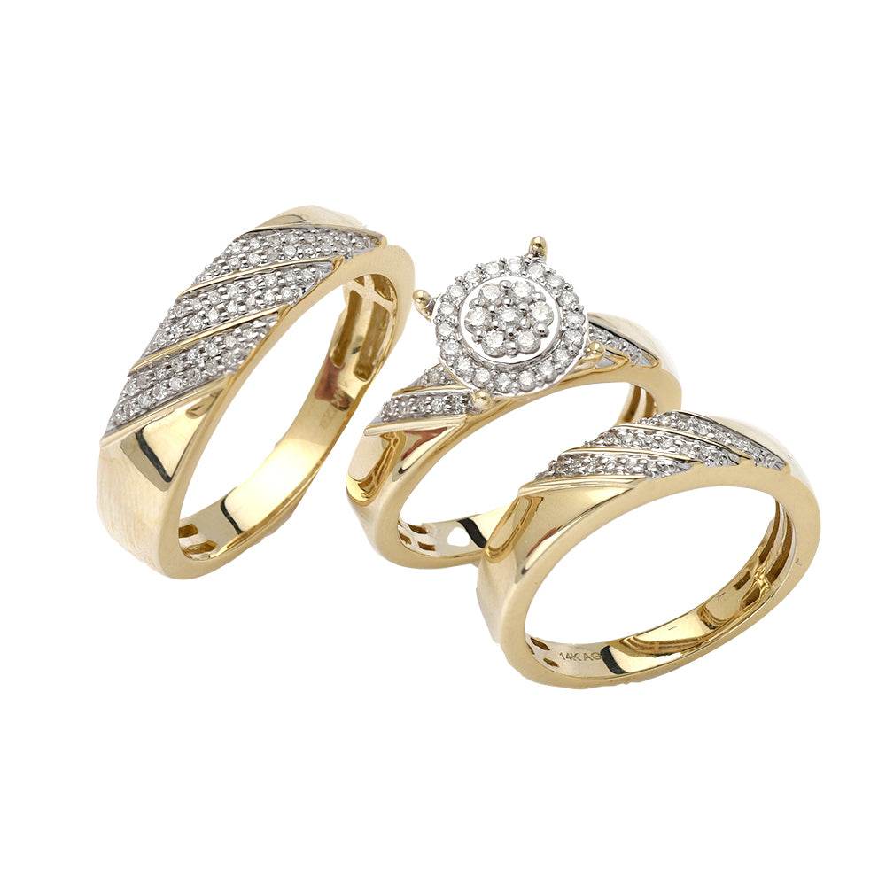 14KY 0.50CTW DIAMOND TRIO SET - ROUND CLUSTER W/ - - Norma's Jewelry