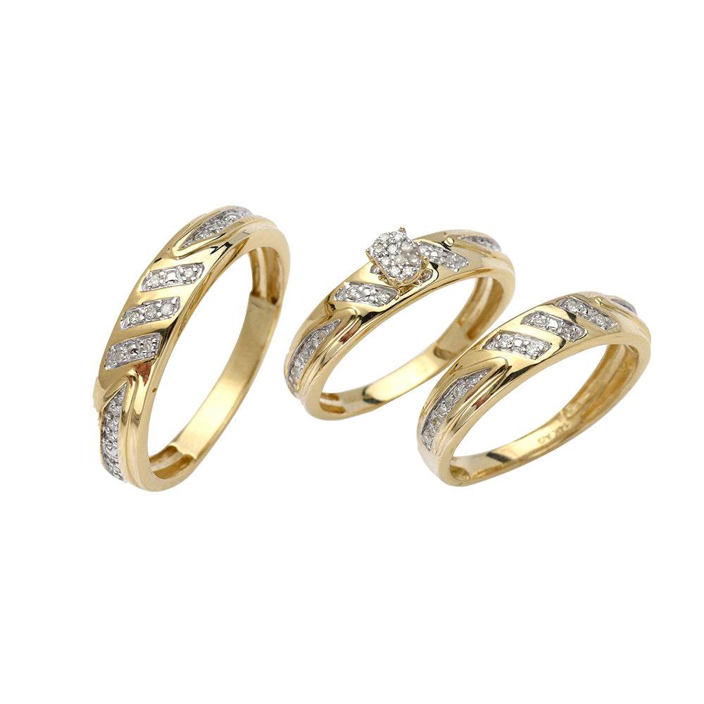 14KY 0.30CTW DIAMOND TRIO SET - ROUND CLUSTER - Norma's Jewelry