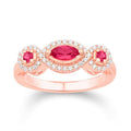 14 Karat Rose Gold 0.75 Carat Diamonds Three Stone Ladies Ring-0232311-RG - Norma's Jewelry