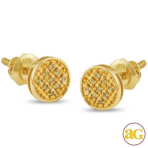 10KY 0.05CTW YELLOW DIAMOND ROUND FLAT EARRINGS - Norma's Jewelry
