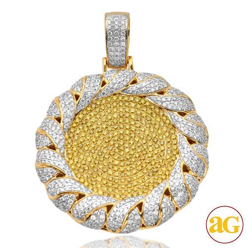 10KY 12.50CTW YELLOW DIAMOND FLAT DISC PENDANT WIT - Norma's Jewelry
