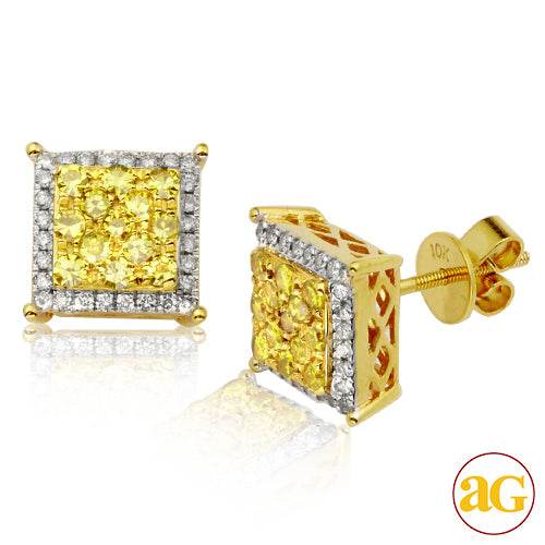 10KY 1.00CTW YELLOW AND WHITE DIAMOND CLUSTER SQ. - Norma's Jewelry