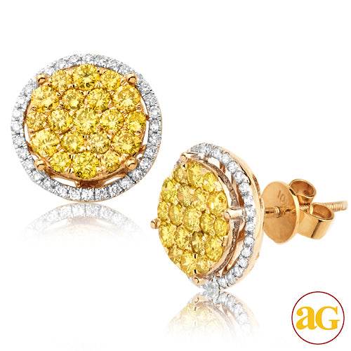 10KY 1.75CTW YELLOW DIAMOND LUNA CLUSTER EARRINGS - Norma's Jewelry