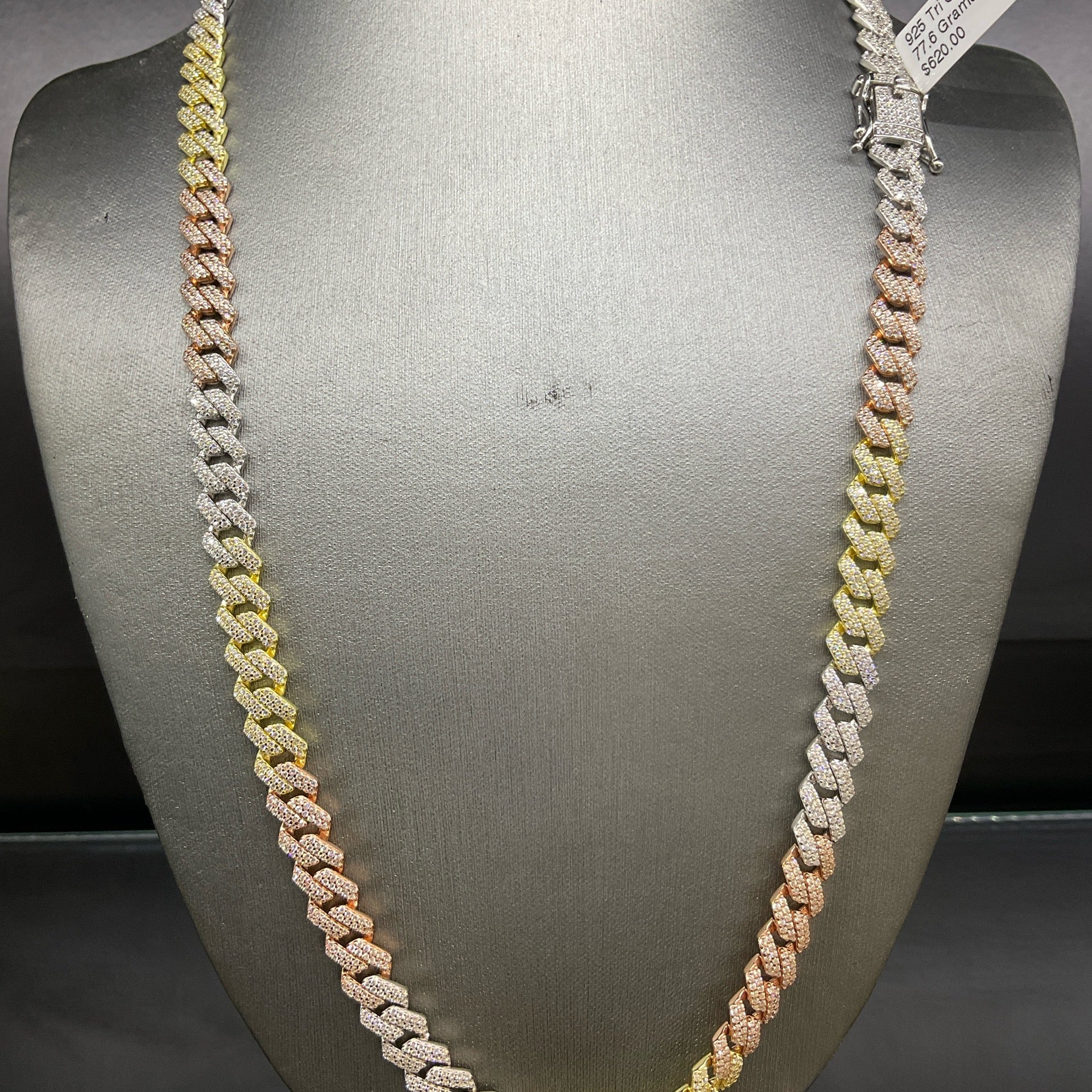 925 Tri CZ Cuban Chain