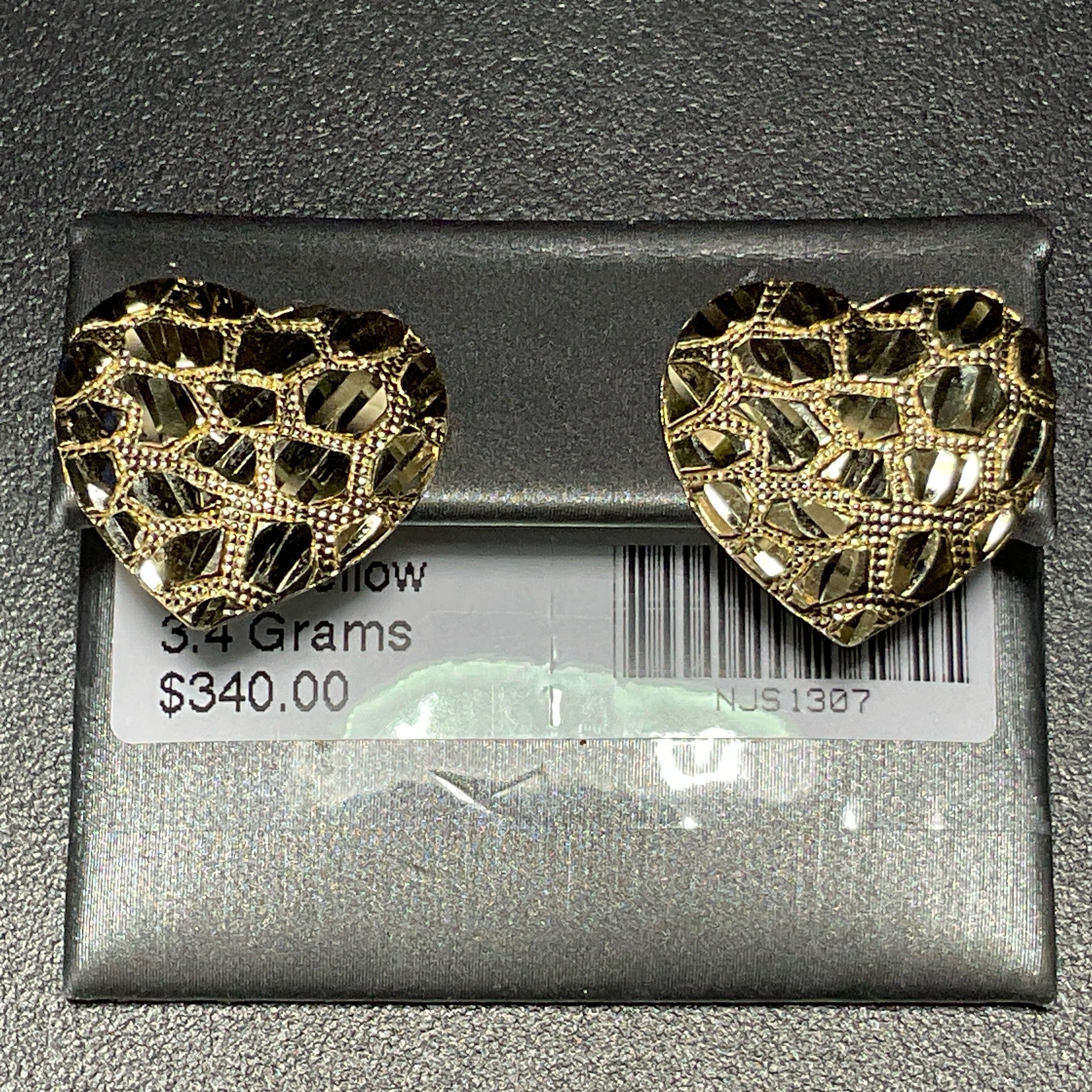 10K Yellow Heart Nugget Earrings