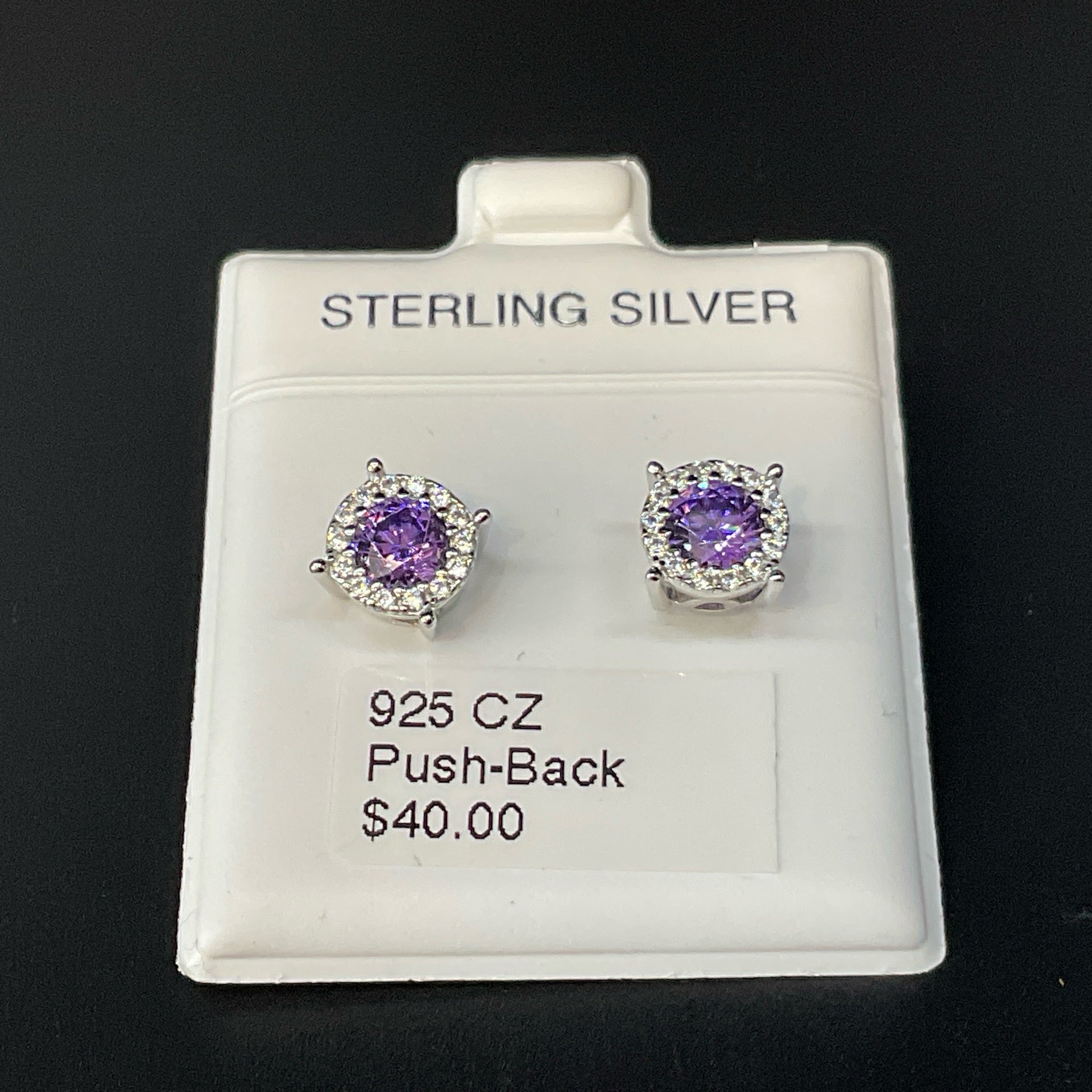 925 CZ Push-Back Earrings