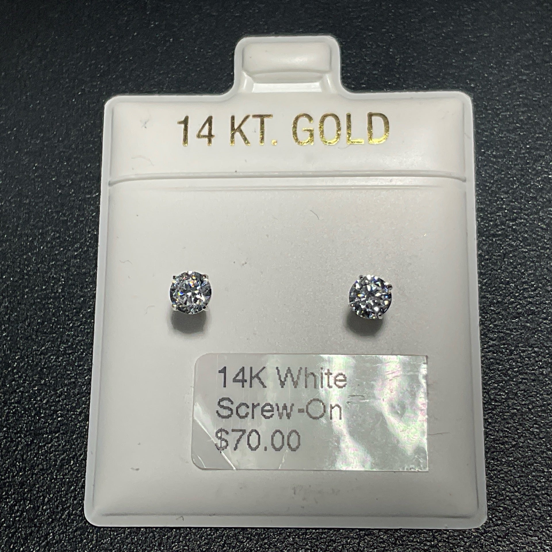 14K White Screw-On Earrings