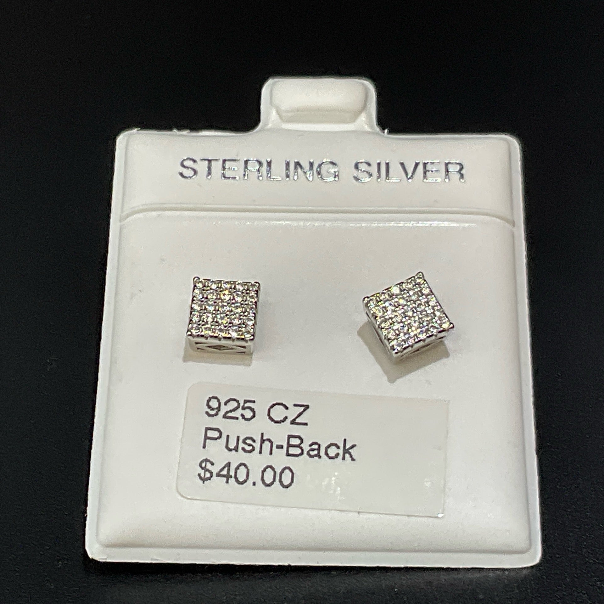 925 Silver CZ Push-Back Earrings