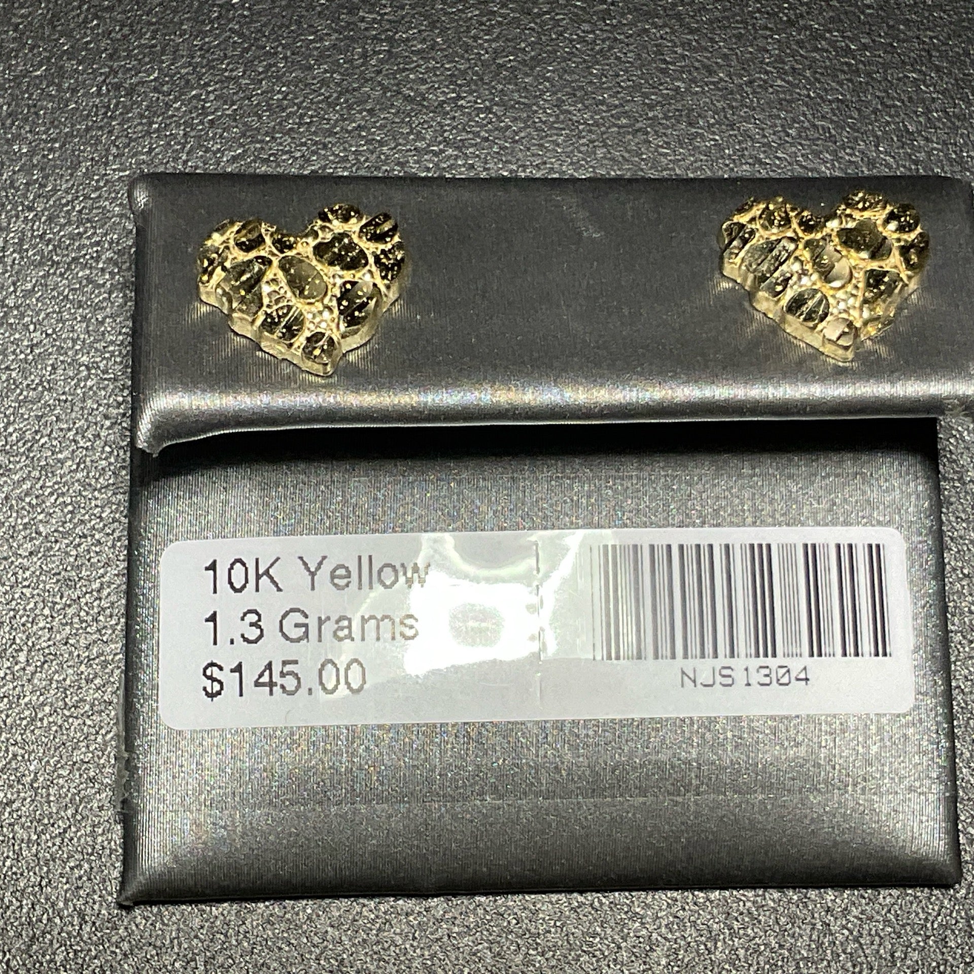 10K Yellow Heart Nugget Earrings