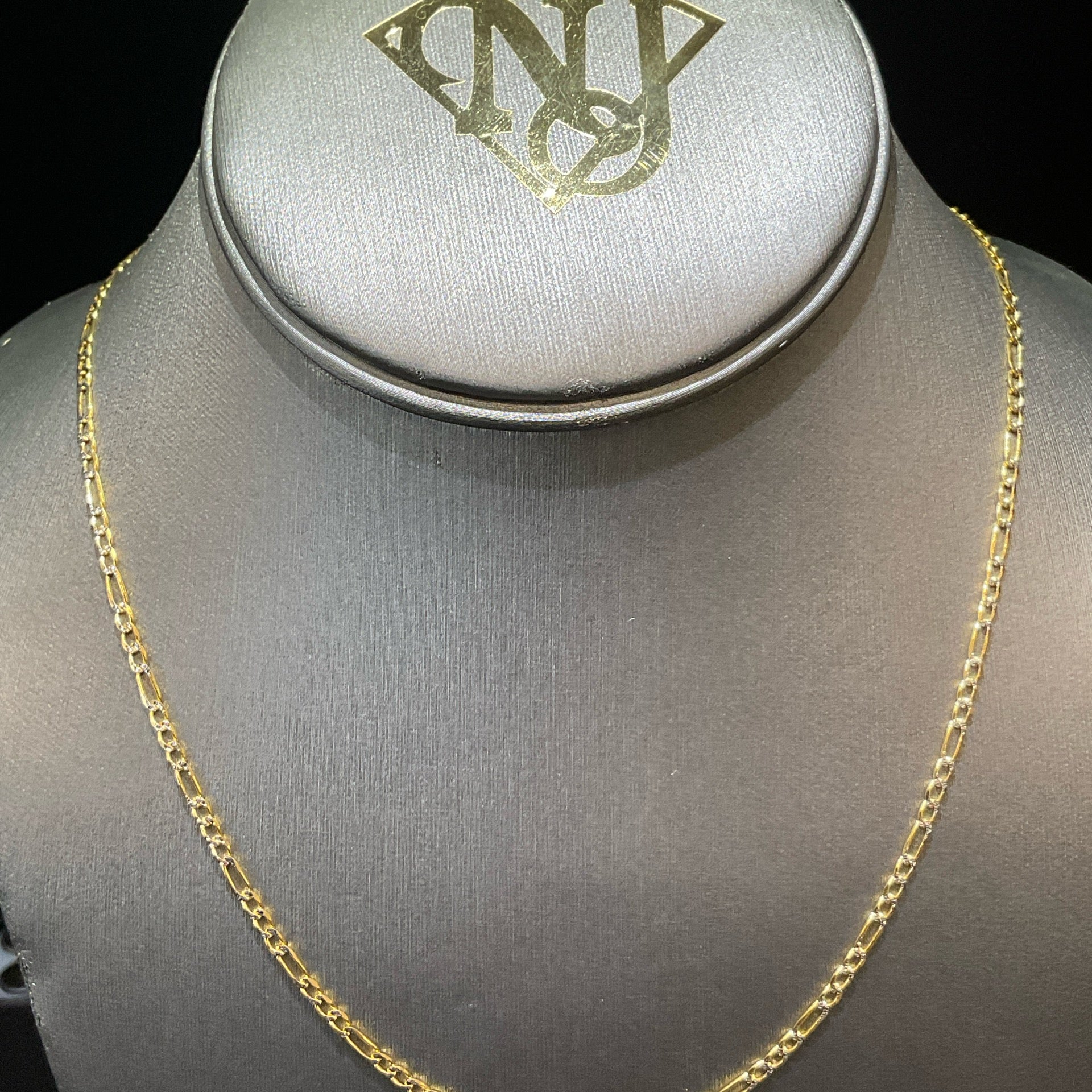 10K Yellow Hollow Pave Cuban Curb Necklace