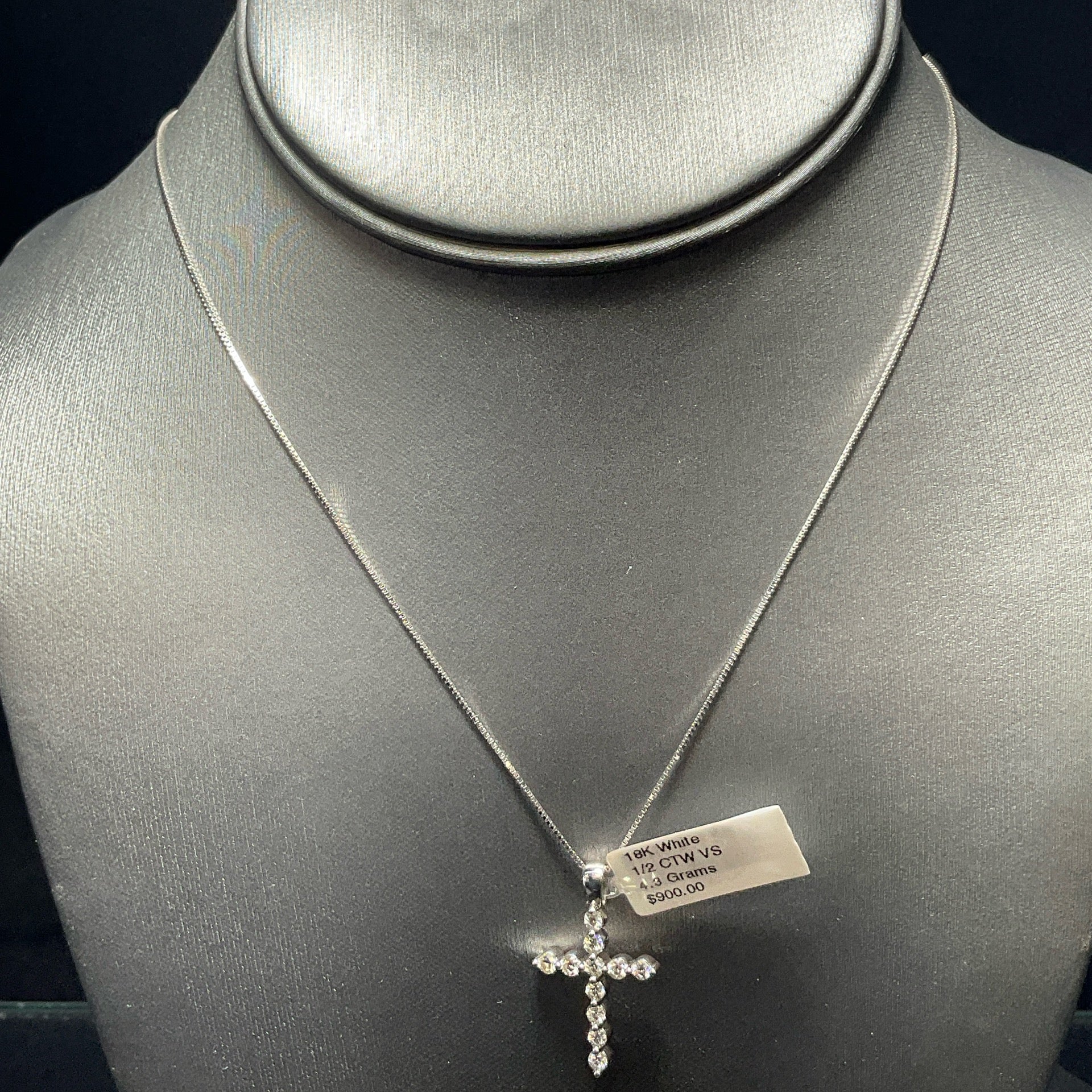 18K White Cross+Necklace Set 0.50 CTW VS