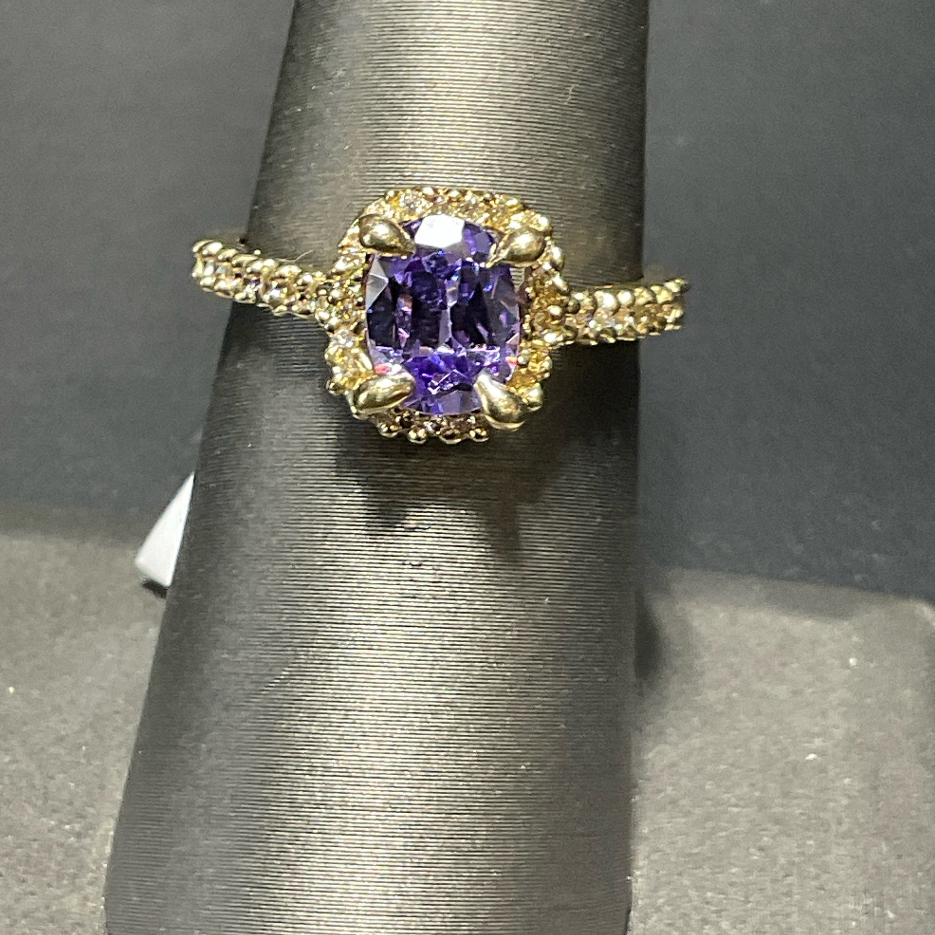 14K Yellow Amethyst Stone Ring