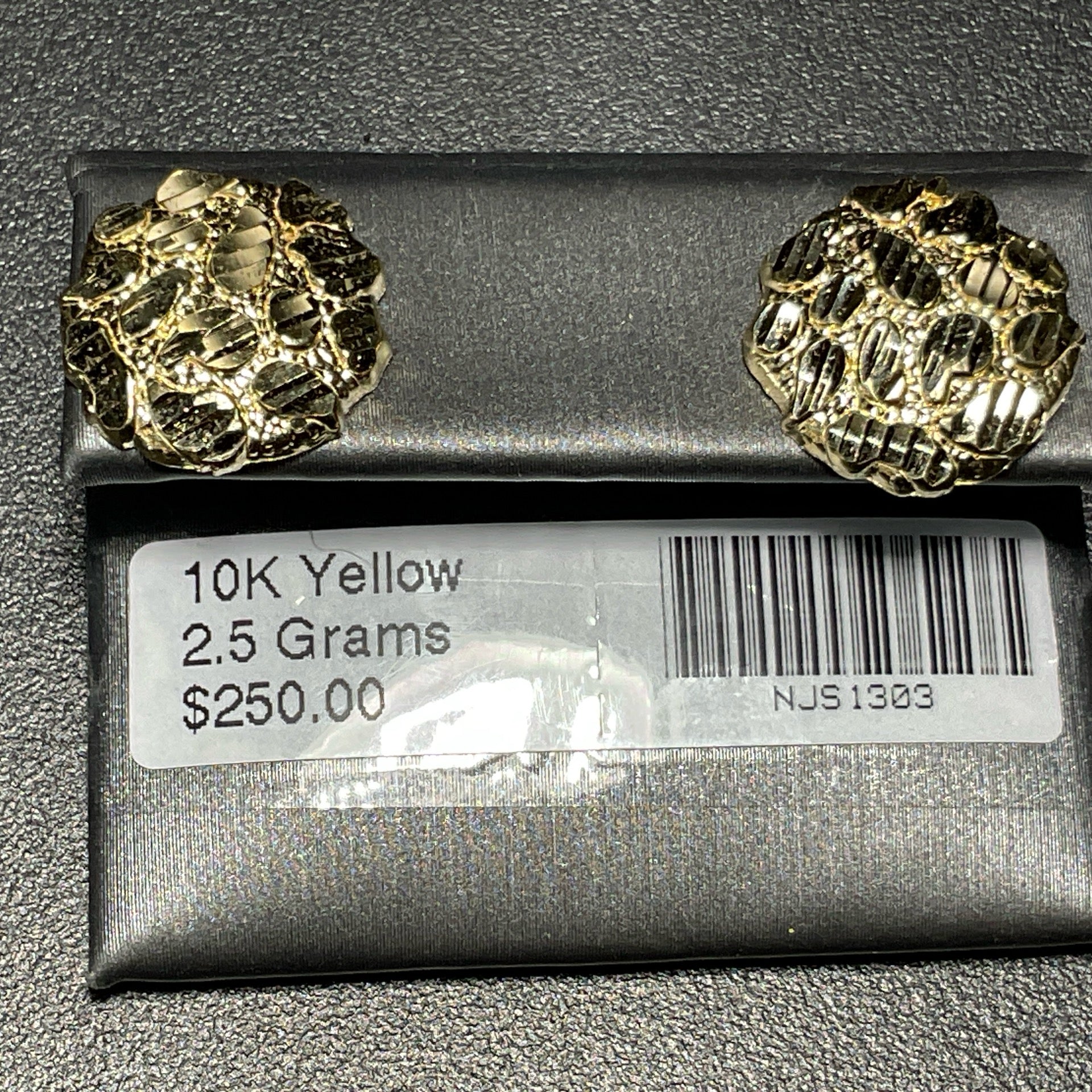 10K Yellow Round Nugget Earrings