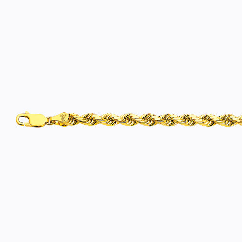 10K 5MM YELLOW GOLD SOLID DC ROPE 18" CHAIN NECKLACE