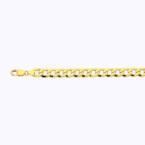 14K 9MM YELLOW GOLD HOLLOW CURB 28" CHAIN NECKLACE