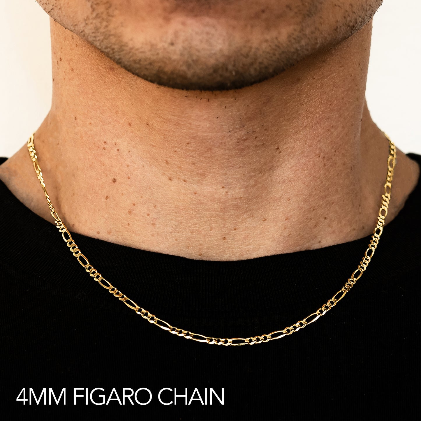 14K 4MM YELLOW GOLD HOLLOW FIGARO 20" CHAIN NECKLACE