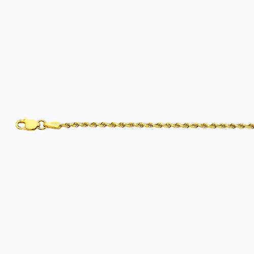 14K 2MM YELLOW GOLD SOLID DC ROPE 16" CHAIN NECKLACE