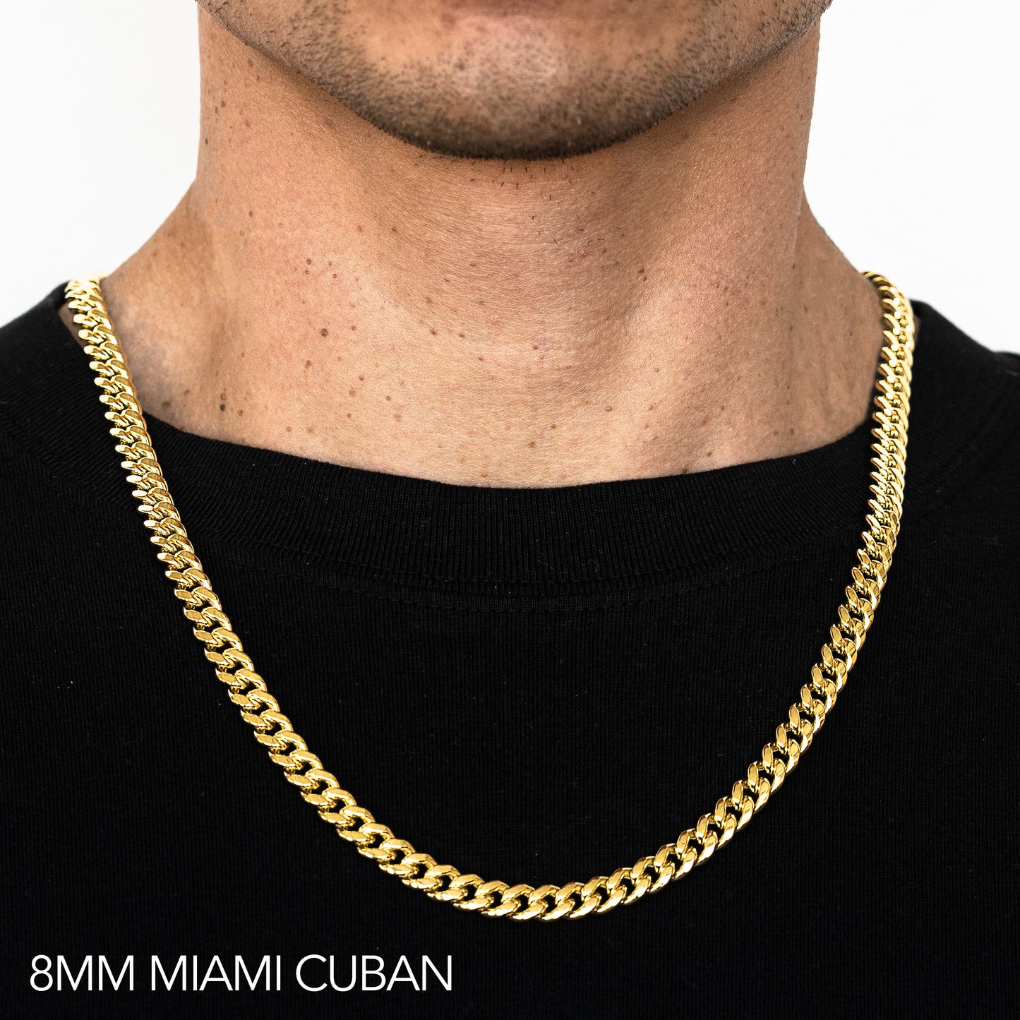 14K 8MM YELLOW GOLD SOLID MIAMI CUBAN 16" CHAIN NECKLACE