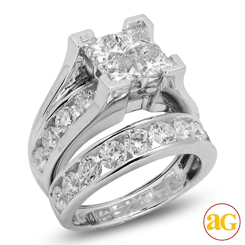 14KW 5.00CTW DIAMOND QUAD HEAD BRIDAL SET